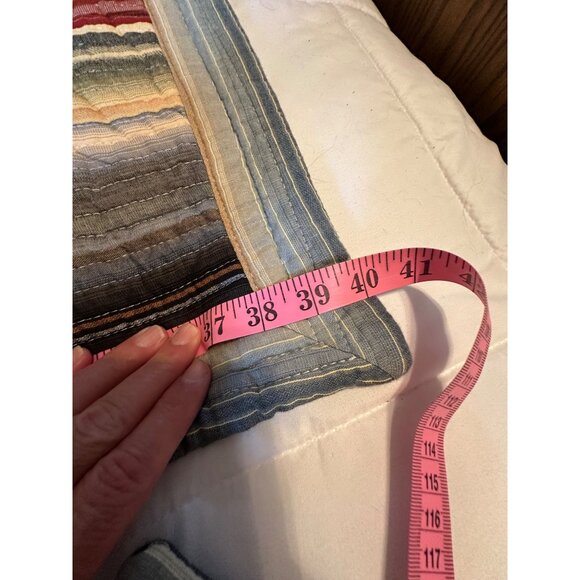 Pair of Quilted Stripped Cotton King Pillow Shams Boho Coastal Cottage Daybed - Picture 7 of 14